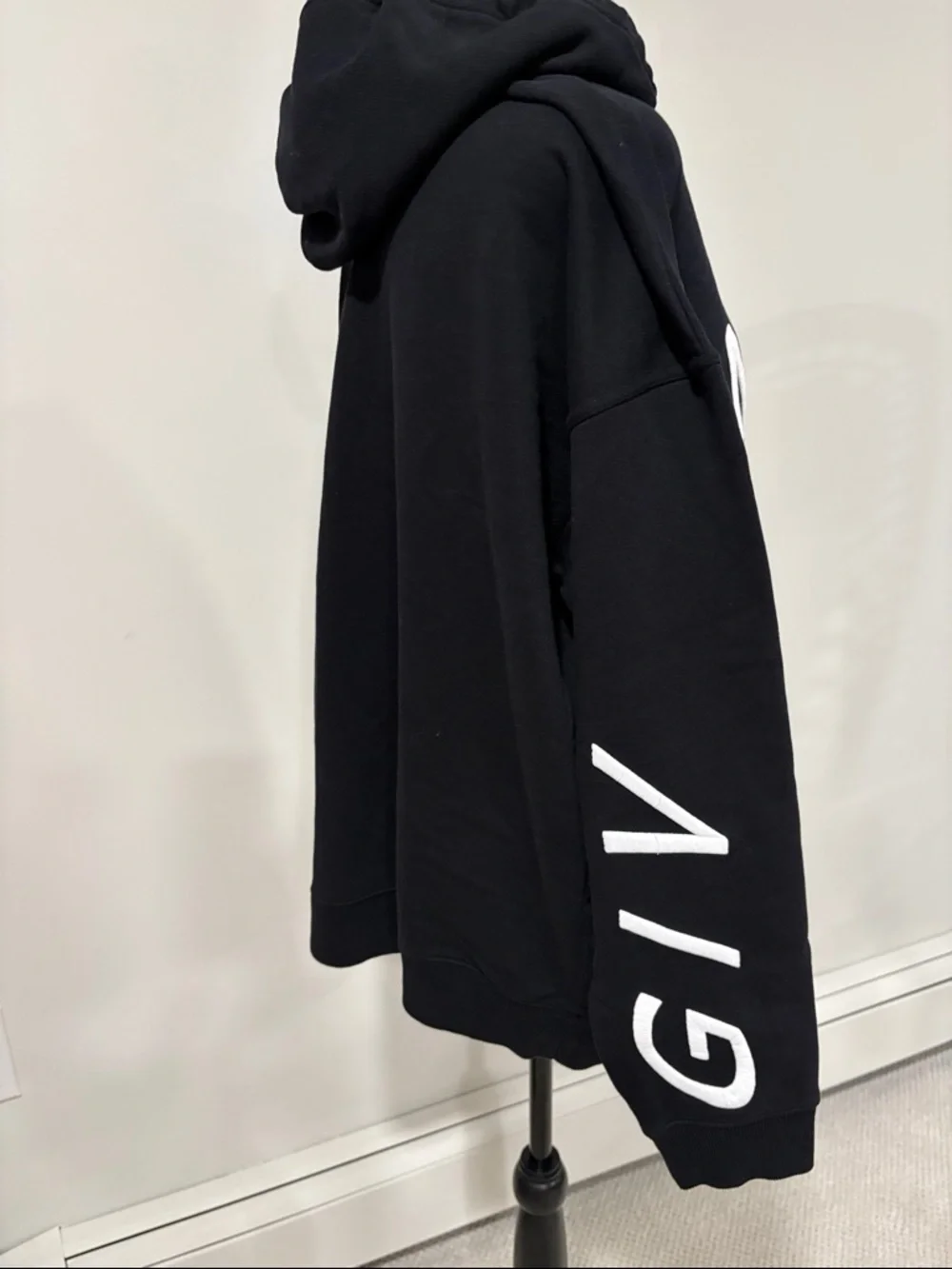 Givenchy Black Hoodie with White Diagonal Embroidered Logo XL Unisex - Picture 9 of 16